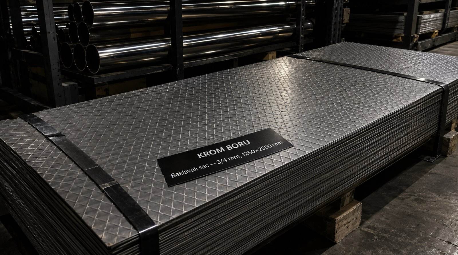 Baklavalı sac 3/4 mm, 1250×2500 mm — satış deposunda