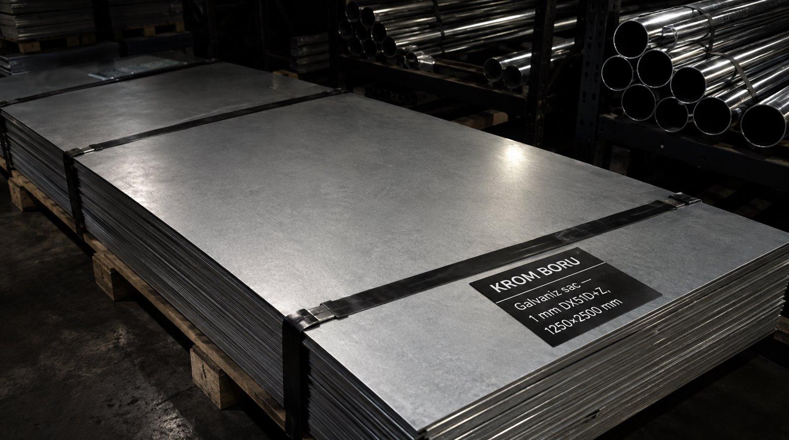 Galvaniz sac 1 mm DX51D+Z, 1250×2500 mm — satış deposunda